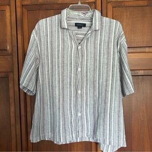 Cotton On Gray multicolor Striped Casual Shirt cotton/linen size Large